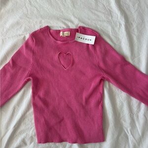 PacSun Pink Ribbed Heart Long Sleeve